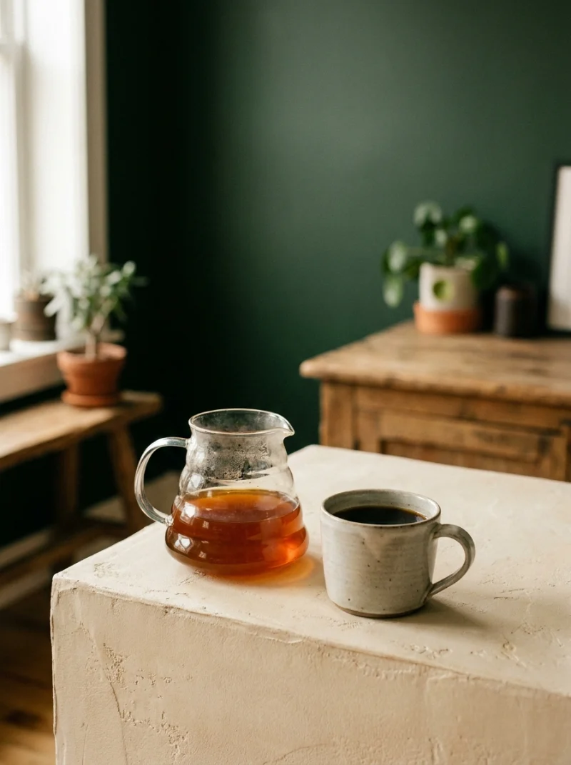 Black coffee ready to serve after brewing