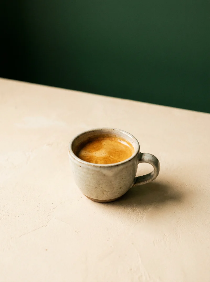 A tasting espresso on the counter