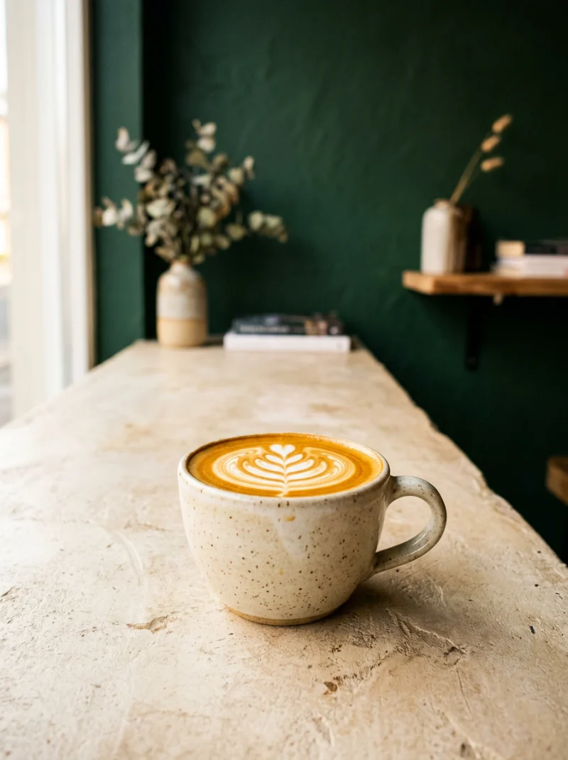 Flat white with a neat rosetta